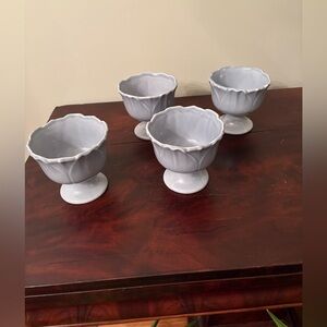 set of four Williams-Sonoma blue ceramic tulip dessert/ice cream cups.